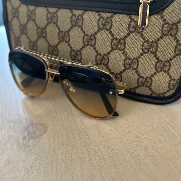 Gold Aviator Sunglasses – Classic Gradient Brown Lens Metal Frame - Picture 3 of 11